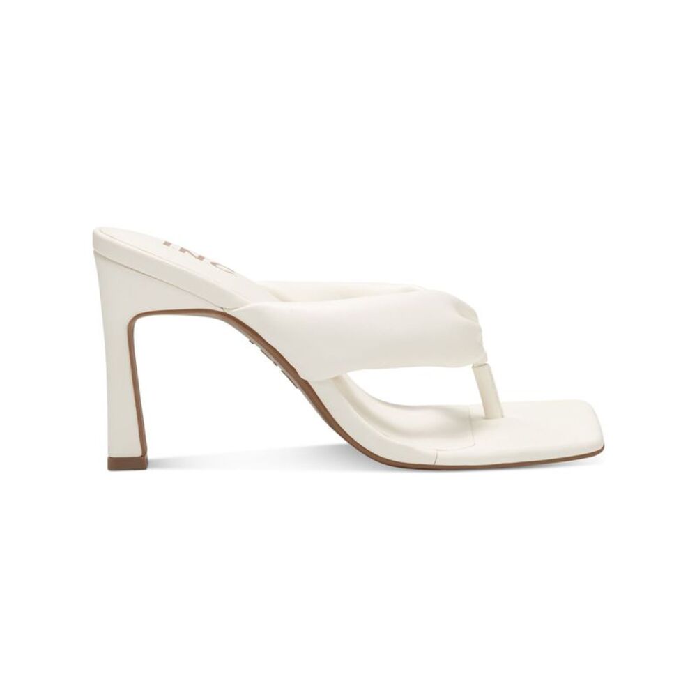 INC Womens White Puffed Straps Sagee Toe Stiletto Slip On Thong Sandals 6 M